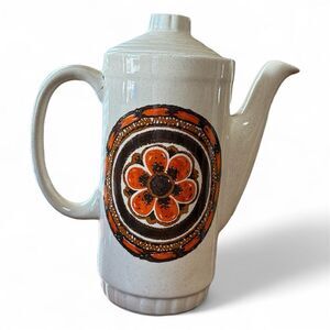 Vintage Tango Design English Ironstone Teapot Orange Brown White MCM 1970's Rare